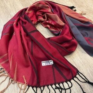 Pashmina Red, Orange and Blue Scarf